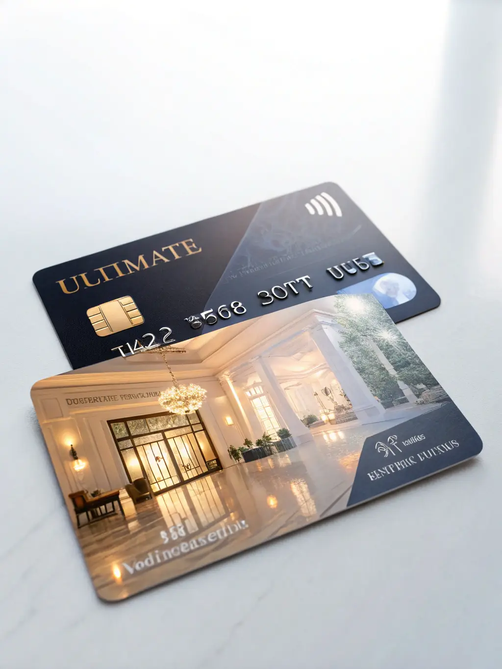 A professional, well-lit photo of a Mercury card, highlighting its sleek design and features, placed on a modern desk with a laptop in the background.
