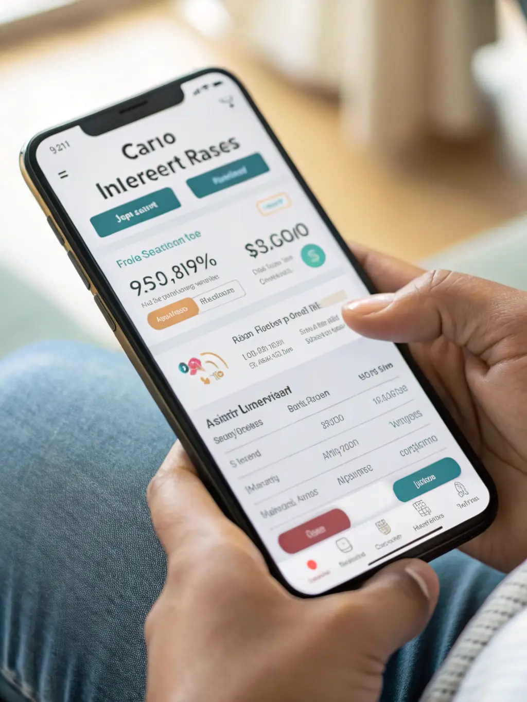 A clear and inviting image of the Found app interface on a smartphone, highlighting its banking features for freelancers and small business owners, with a coffee shop in the background.